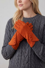 Touchscreen Soft-Touch Gloves with Vintage Button Cuff