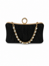 Women’s Glitter Pleated Ring Clasp Evening Clutch Bag