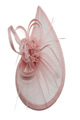 Gauze Teardrop Bass Fascinator with Flower and Curled Feathers