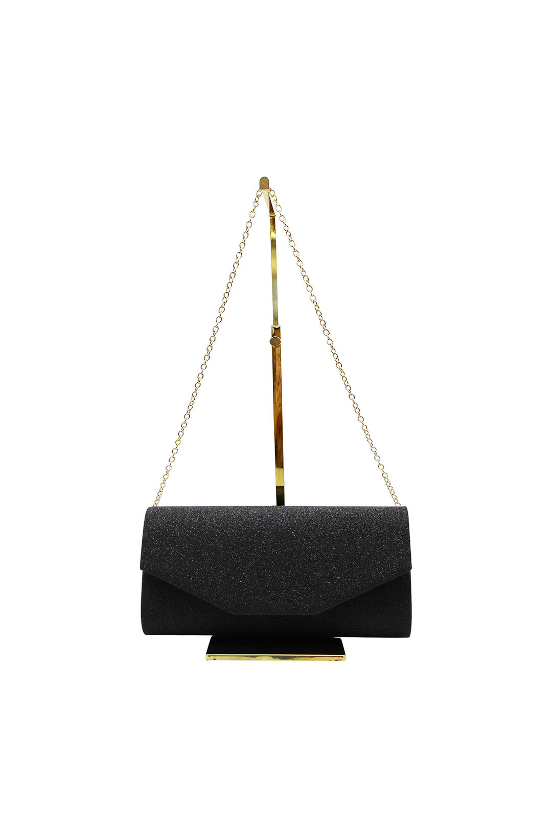 Glitter Envelope Clutch Bag with Gold /Silver Chain Strap