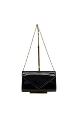 Patent Envelope Clutch Bag with Gold Chain Strap