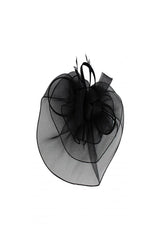 Large Curly Sinamay Fascinator with Feather Flower