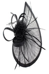 Gauze Teardrop Bass Fascinator with Flower and Curled Feathers