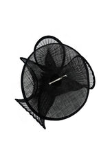 Dramatic Fan Mesh Disc Fascinator with Feather Centre Pin