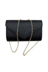 Textured Envelope Clutch Bag with Gold Chain Strap