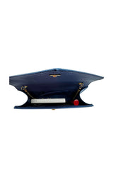 Textured Envelope Clutch Bag with Gold Chain Strap
