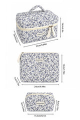 3 Piece Floral Travel Makeup & Toiletry Bag Set for Women