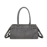 Women’s Vintage Suede-Style Shoulder Bag with Buckle Detail
