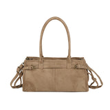 Women’s Vintage Suede-Style Shoulder Bag with Buckle Detail