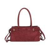 Women’s Vintage Suede-Style Shoulder Bag with Buckle Detail