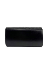 Textured Satin Clutch Bag with Gold Trim