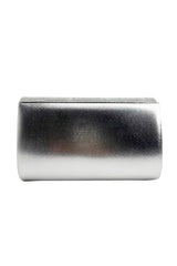 Textured Satin Clutch Bag with Gold Trim