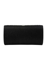 Glitter Pleated Clutch Bag with Crystal Trim and Chain Strap