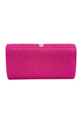 Glitter Pleated Clutch Bag with Crystal Trim and Chain Strap