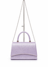 Women’s Metallic Textured Top Handle Occasion Bag with Chain Strap