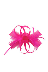 Textured Envelope Clutch Bag with Gold Chain & Feather Fascinator Fuchsia Set
