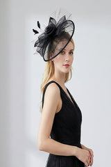 Statement Floral Mesh Fascinator with Feather Detail