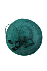 Large Disc Fascinator Hat with Looped Bow & Feather Detail