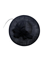 Large Disc Fascinator Hat with Looped Bow & Feather Detail