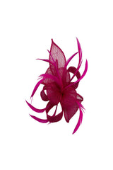 Small Sinamay Flower Fascinator with Feather Trim – Dual Wear Brooch & Hair Clip