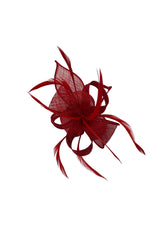 Small Sinamay Flower Fascinator with Feather Trim – Dual Wear Brooch & Hair Clip