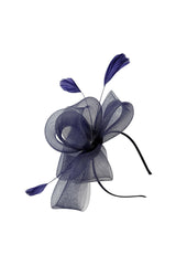 Textured Clutch Bag and Mesh Fascinator Occasion Navy Set