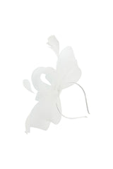 Textured Clutch Bag and Mesh Fascinator Occasion White Set