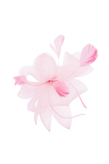 Textured Clutch Bag and Mesh Fascinator Occasion Pink Set