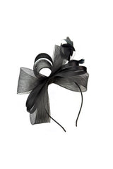 Textured Envelope Clutch Bag with Gold Chain and Loop Fascinator Occasion Black Set