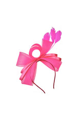 Textured Envelope Clutch Bag with Gold Chain and Loop Fascinator Occasion Fuchsia Set