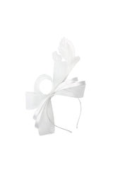 Textured Envelope Clutch Bag with Gold Chain and Loop Fascinator Occasion White Set