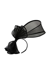 Large Mesh Loop Fascinator Headband with Structured Bow-Knot Design