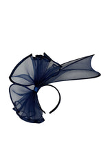 Large Mesh Loop Fascinator Headband with Structured Bow-Knot Design