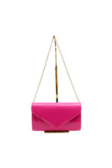 Patent Envelope Clutch Bag with Gold Chain Strap