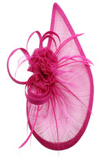 Gauze Teardrop Bass Fascinator with Flower and Curled Feathers