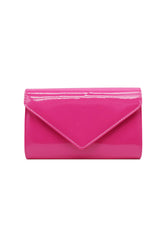 Patent Envelope Clutch Bag with Gold / Silver Chain Strap
