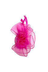 Elegant Organza Floral Fascinator with Feather Detail