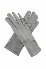 Women’s Touchscreen Faux Suede Gloves with Button Detail