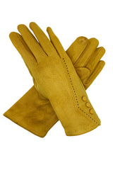 Women’s Touchscreen Faux Suede Gloves with Button Detail