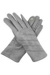 Women’s Touchscreen Faux Suede Gloves with Contrast Stitch Detail