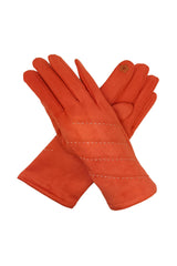 Women’s Touchscreen Faux Suede Gloves with Contrast Stitch Detail