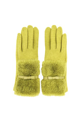 Women's Knitted Fingerless Gloves with Faux Fur Cuffs and Buttons