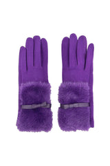 Women's Knitted Fingerless Gloves with Faux Fur Cuffs and Buttons