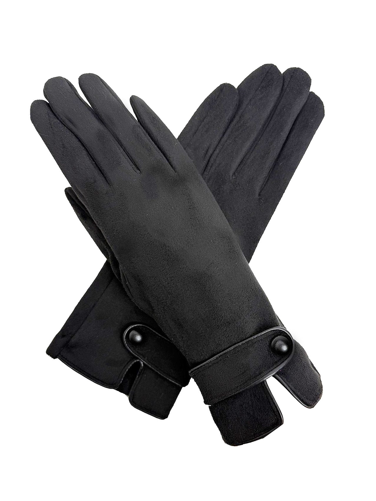 Plain Touch Screen Gloves with Single Button Detail on Cuff