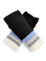 Women’s Soft Knit Fingerless Gloves with Striped Cuffs