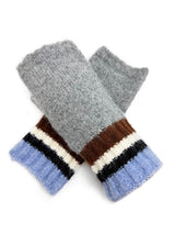Women’s Soft Knit Fingerless Gloves with Striped Cuffs