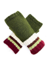 Women’s Soft Knit Fingerless Gloves with Striped Cuffs
