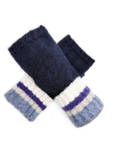 Women’s Soft Knit Fingerless Gloves with Striped Cuffs
