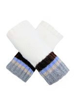 Women’s Soft Knit Fingerless Gloves with Striped Cuffs