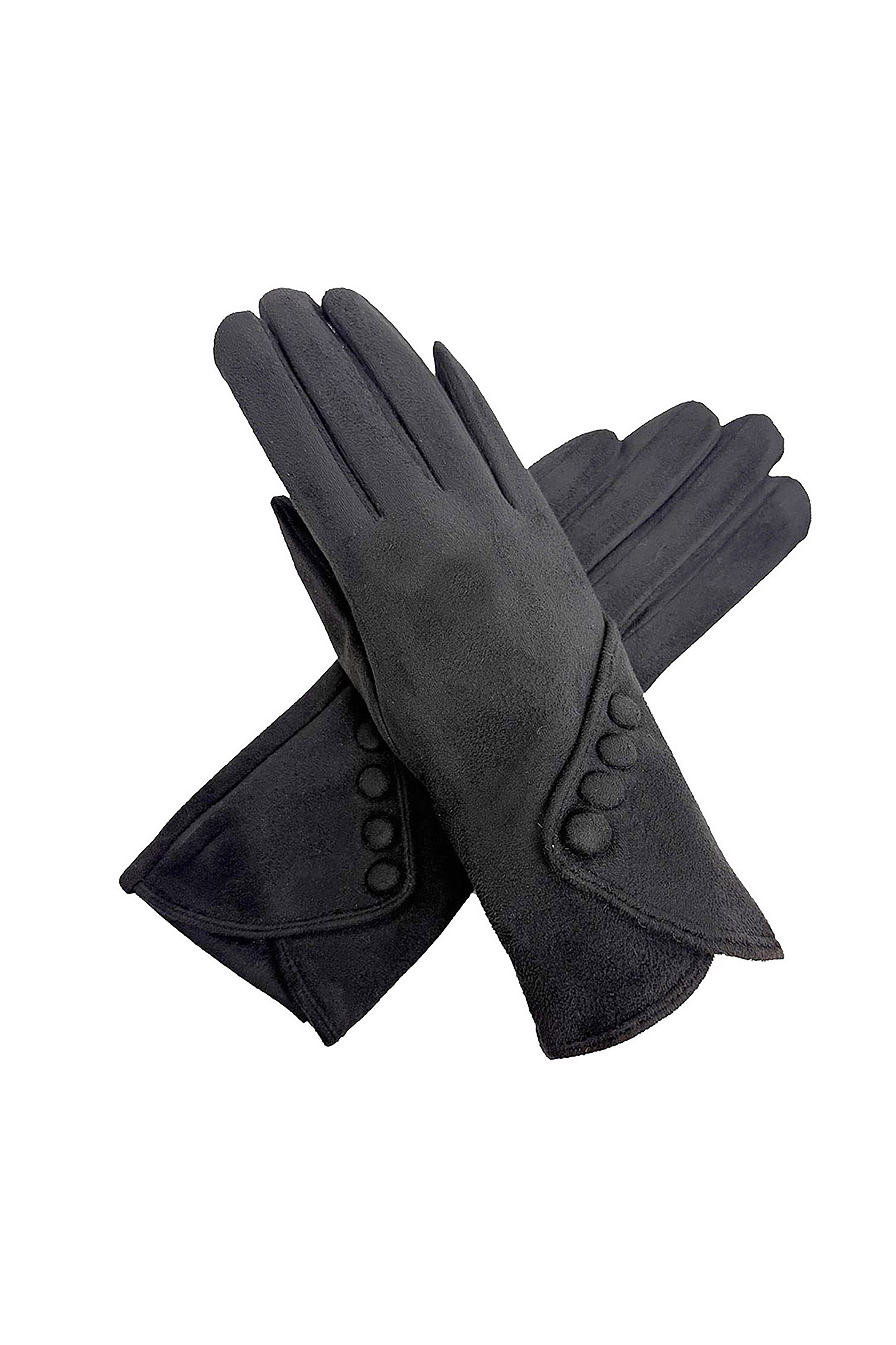 Touchscreen Soft-Touch Gloves with Vintage Button Cuff